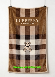 Burberry London Teddy Bear Plaid Flannel Throw Blanket B112